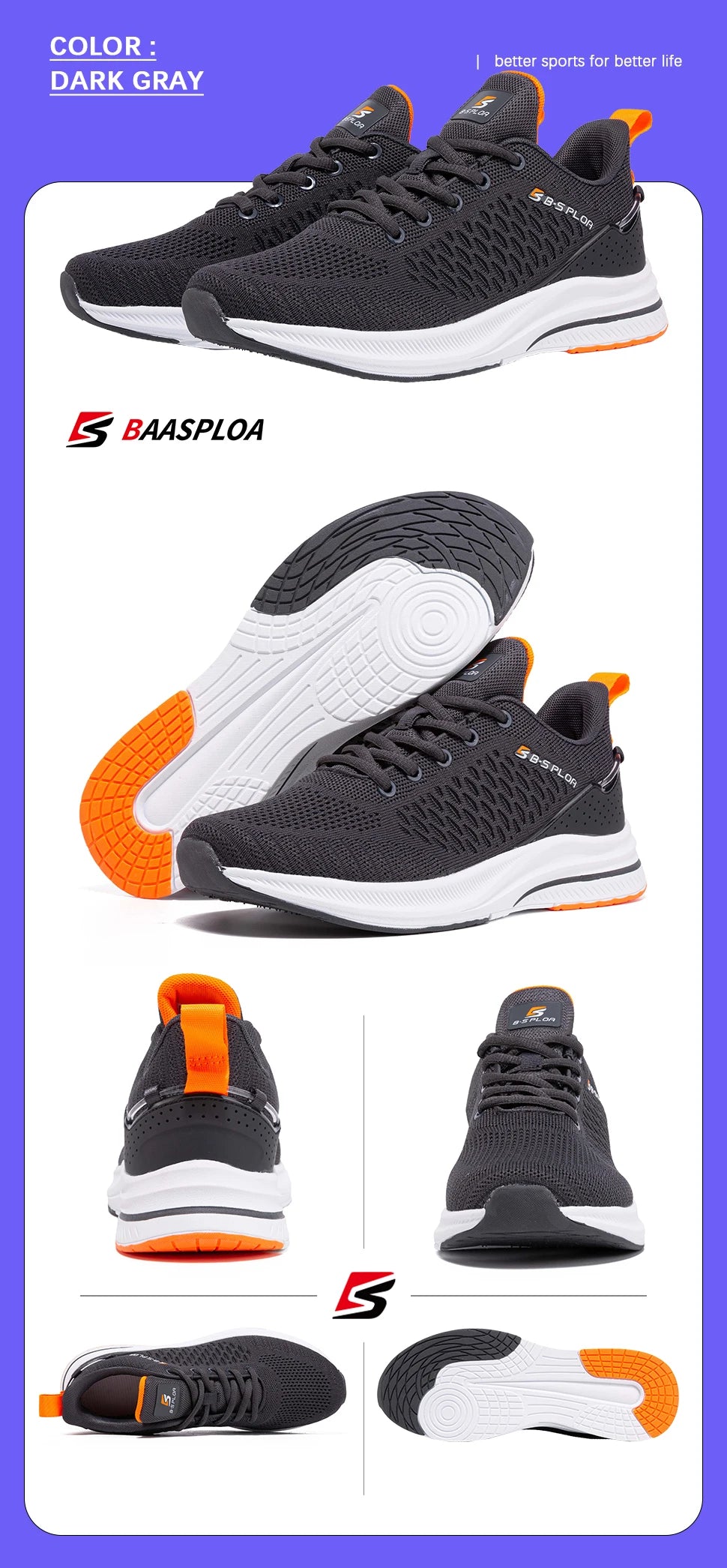 Baasploa Lightweight Running Shoes for Men – Mesh Casual Sneakers