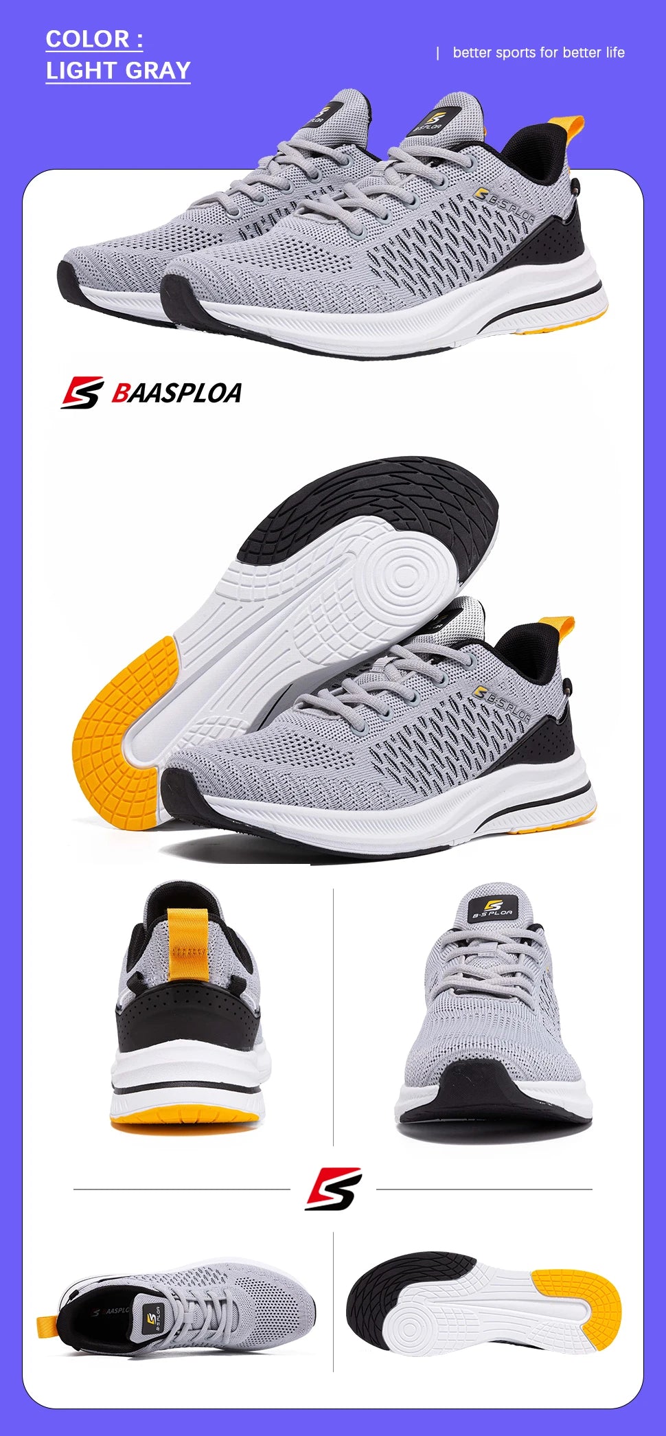 Baasploa Lightweight Running Shoes for Men – Mesh Casual Sneakers