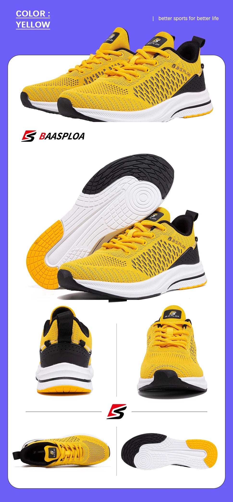 Baasploa Lightweight Running Shoes for Men – Mesh Casual Sneakers