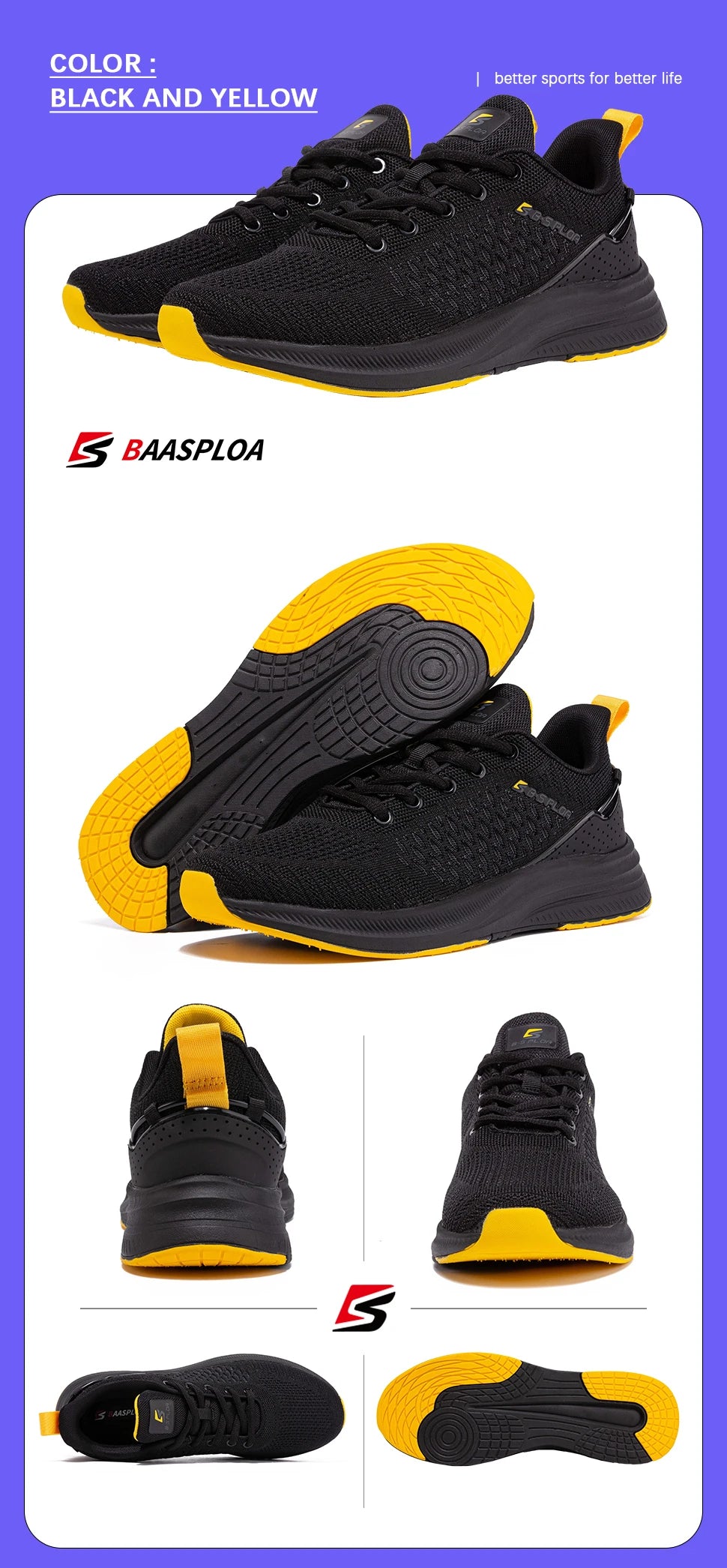 Baasploa Lightweight Running Shoes for Men – Mesh Casual Sneakers