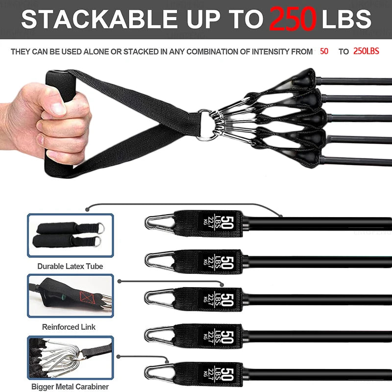 Resistance Band Set with Handles, Door Anchor, and Ankle Straps