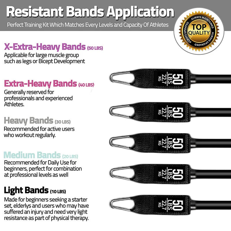 Resistance Band Set with Handles, Door Anchor, and Ankle Straps