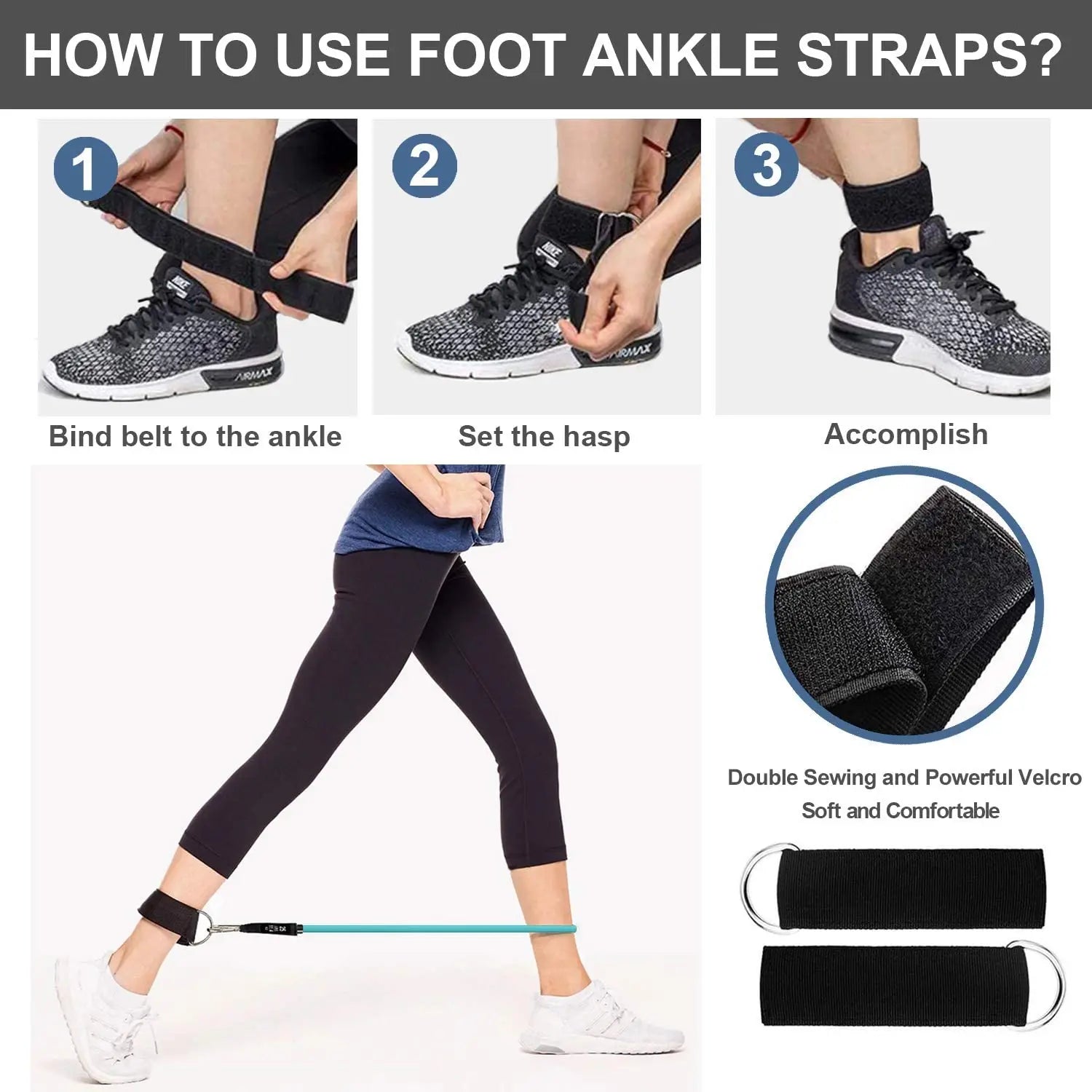 Resistance Band Set with Handles, Door Anchor, and Ankle Straps