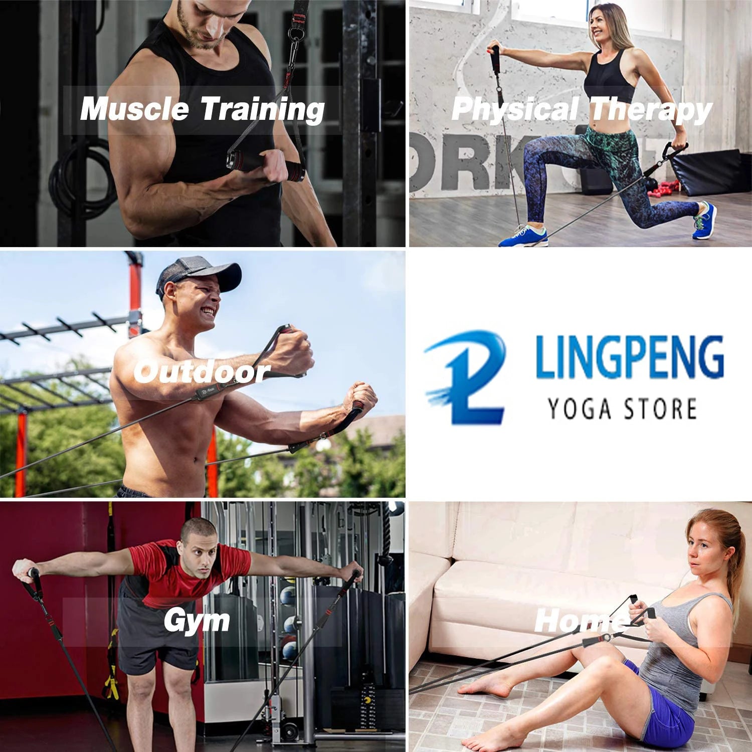Resistance Band Set with Handles, Door Anchor, and Ankle Straps