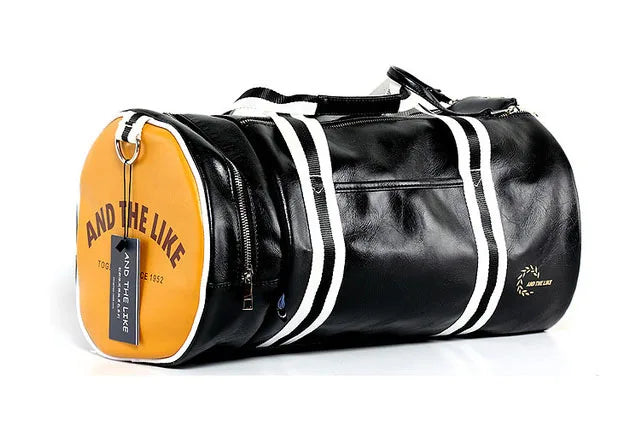 Sport Gym Bag with Shoes Pocket, Waterproof Leather Fitness Travel Handbag.