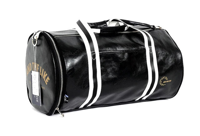 Sport Gym Bag with Shoes Pocket, Waterproof Leather Fitness Travel Handbag.