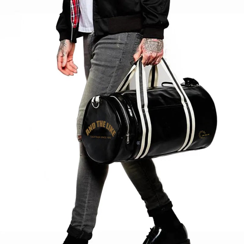 Sport Gym Bag with Shoes Pocket, Waterproof Leather Fitness Travel Handbag.