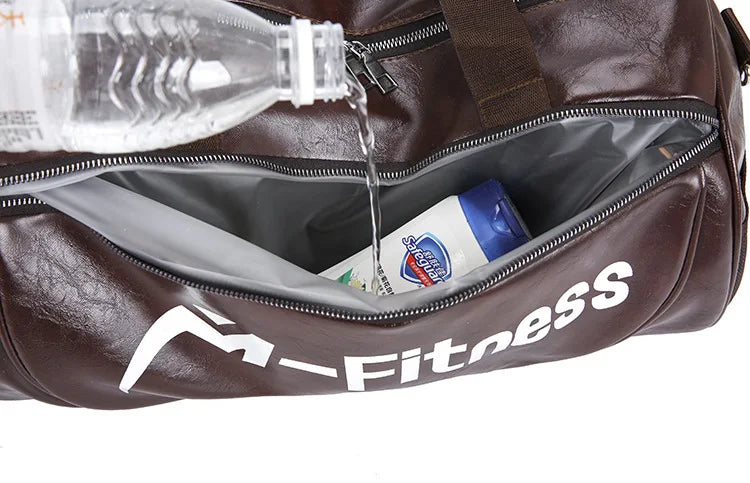 Sport Gym Bag with Shoes Pocket, Waterproof Leather Fitness Travel Handbag.
