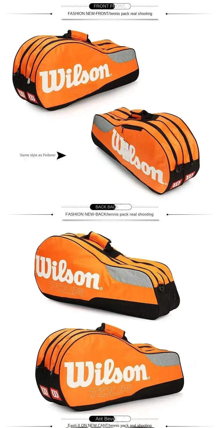 Wilson Tennis Racket Bag – Large Capacity Waterproof Sports Bag