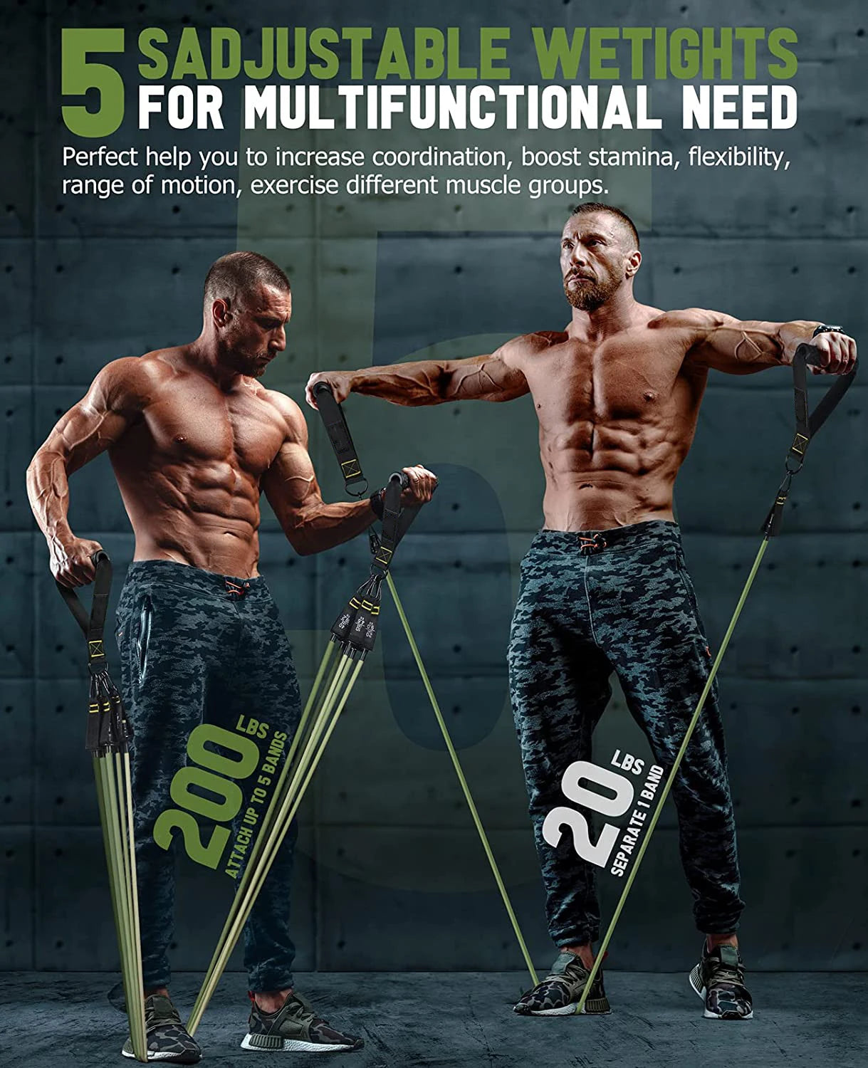Resistance Band Set with Handles, Door Anchor, and Ankle Straps