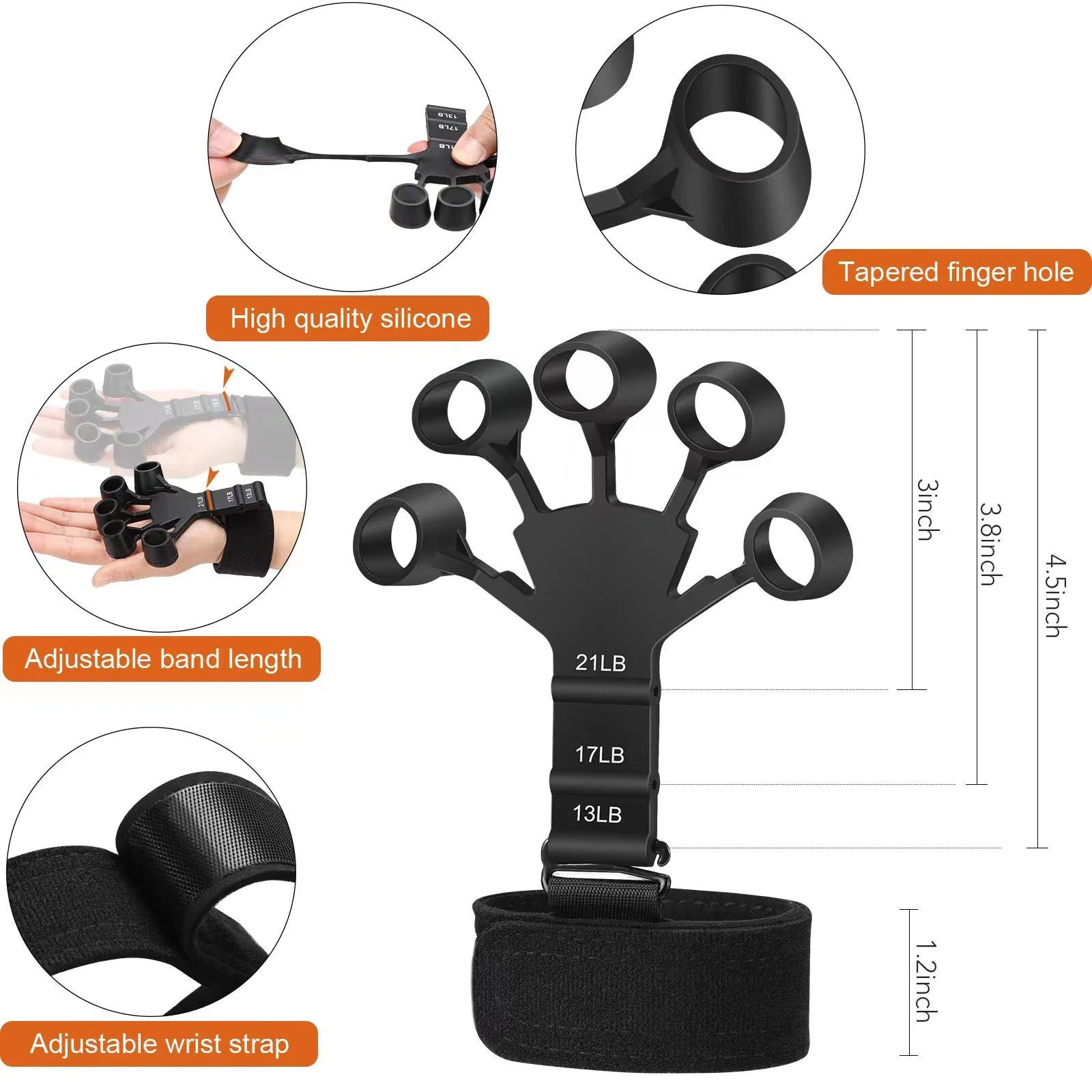 6-Level Finger Strengthener Grip Trainer for Hand and Wrist Exercise