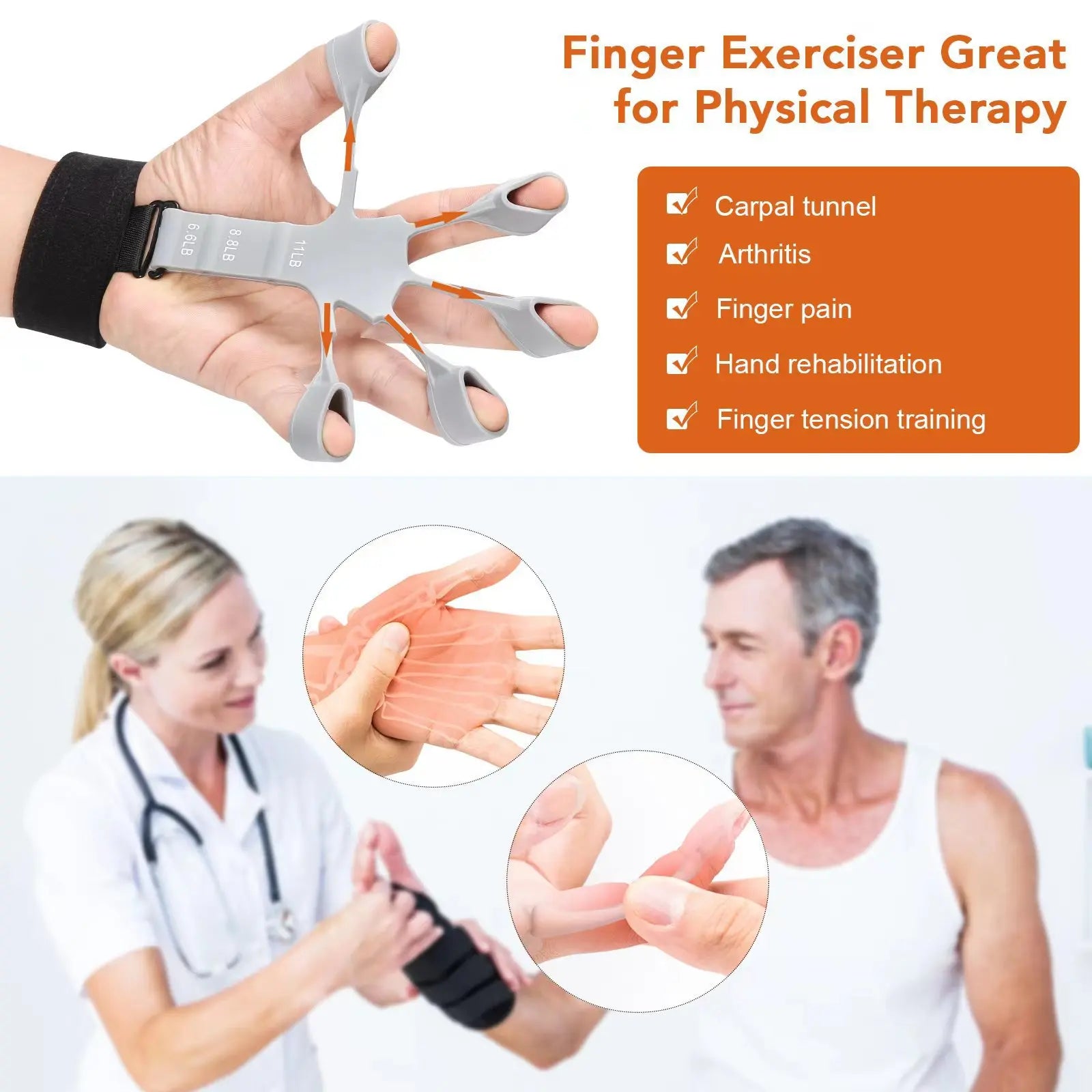 6-Level Finger Strengthener Grip Trainer for Hand and Wrist Exercise