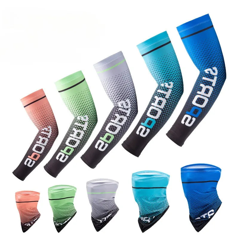 Ice Silk Arm Sleeves for Sun Protection, Anti-Slip, Outdoor Sports