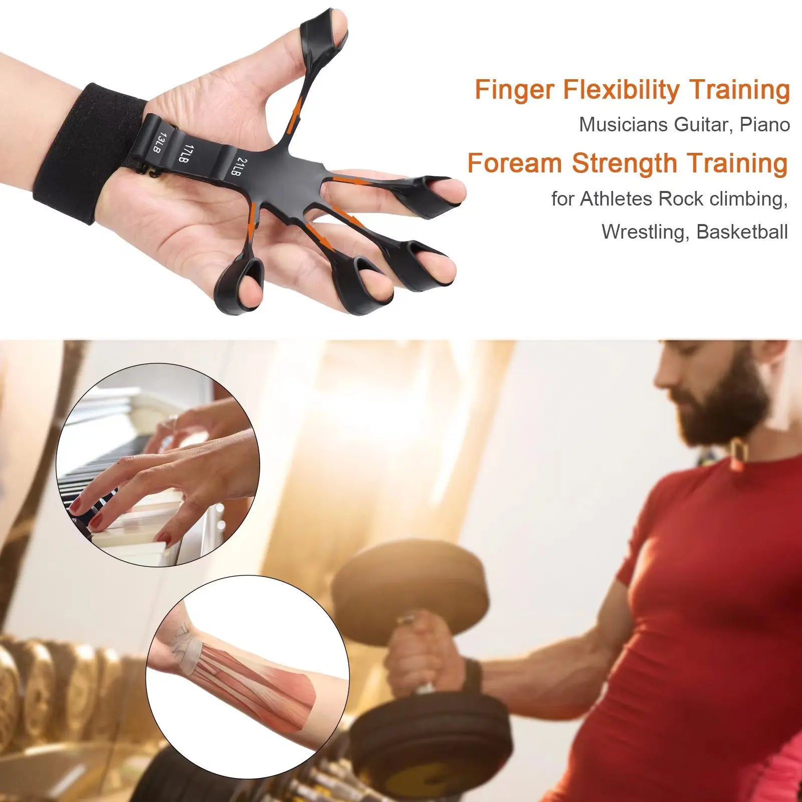 6-Level Finger Strengthener Grip Trainer for Hand and Wrist Exercise