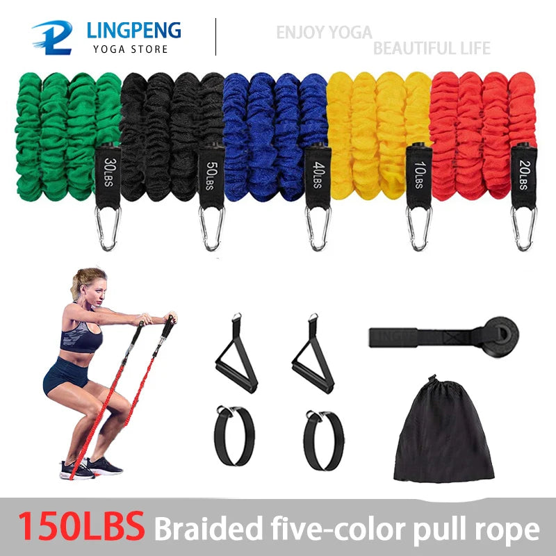 Resistance Band Set with Handles, Door Anchor, and Ankle Straps